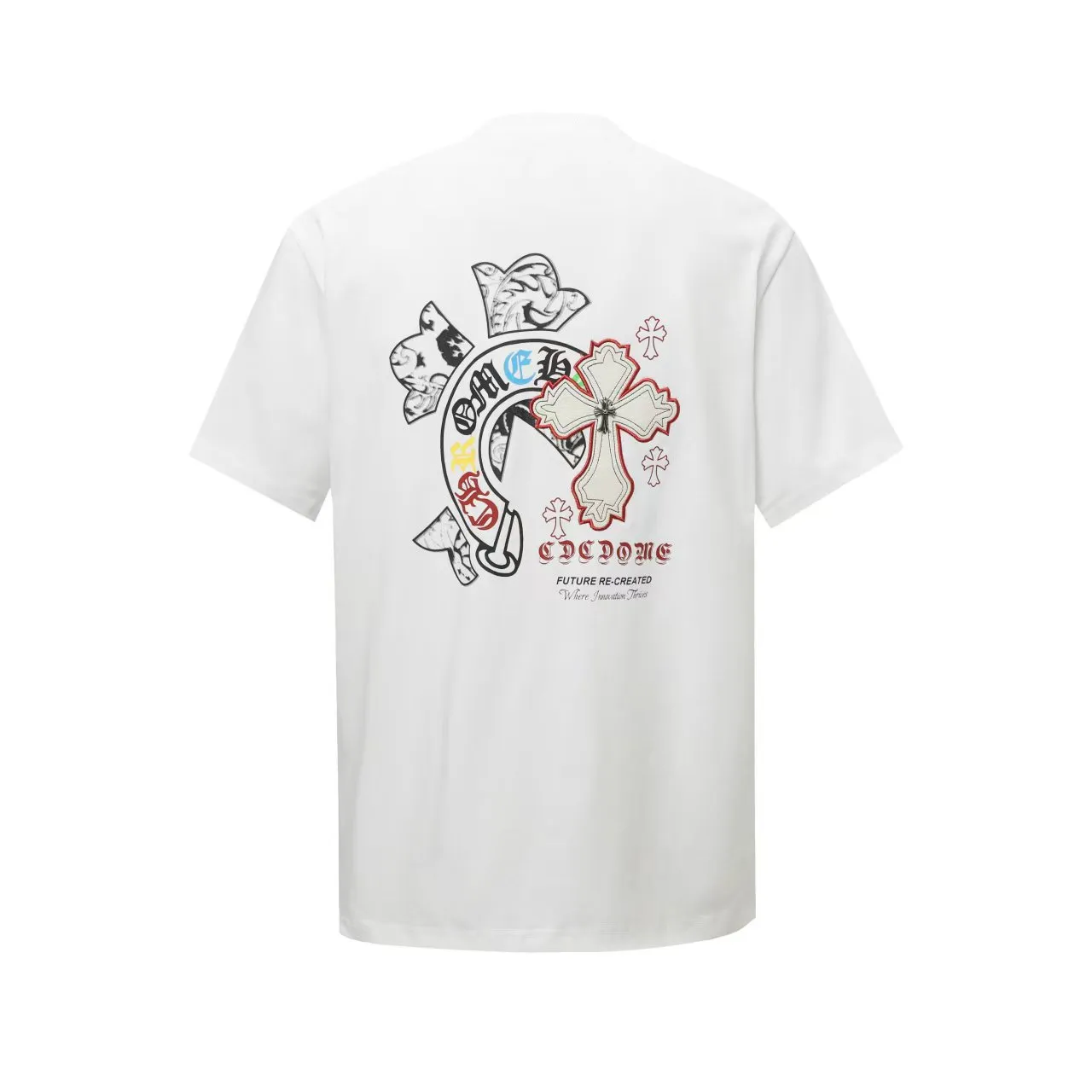 P180 Chrome Hearts* Chrome Hearts are made of 320g double yarn fabric, 1*1 Solona rib, imported digital front and rear white ink direct injection + laser embroidery, hand-nailed hardware accessories, loose version, same style for men and women. Color: Black White Size: XS S M L